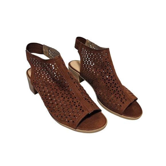 American Eagle Block Heel Slingback Open Toe Sandals Brown Size 9 - Picture 1 of 11